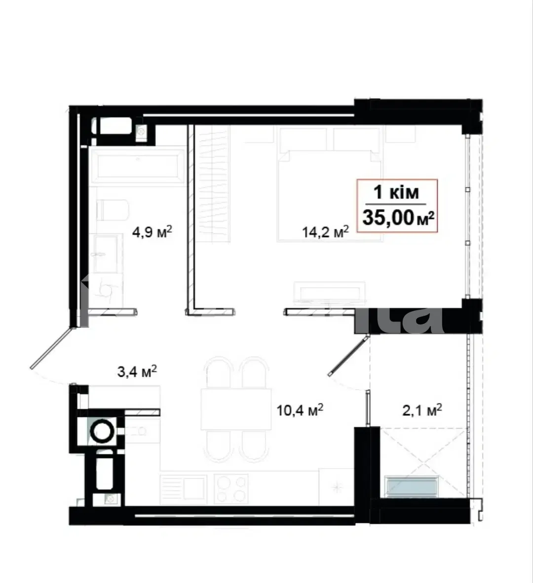 1-комнатная квартира по адресу ул. Кармелюка Устима (площадь 35 м²) - фото 8 1-комнатная квартира по адресу ул. Кармелюка Устима (площадь 35 м²) - Atlanta.ua - фото 8